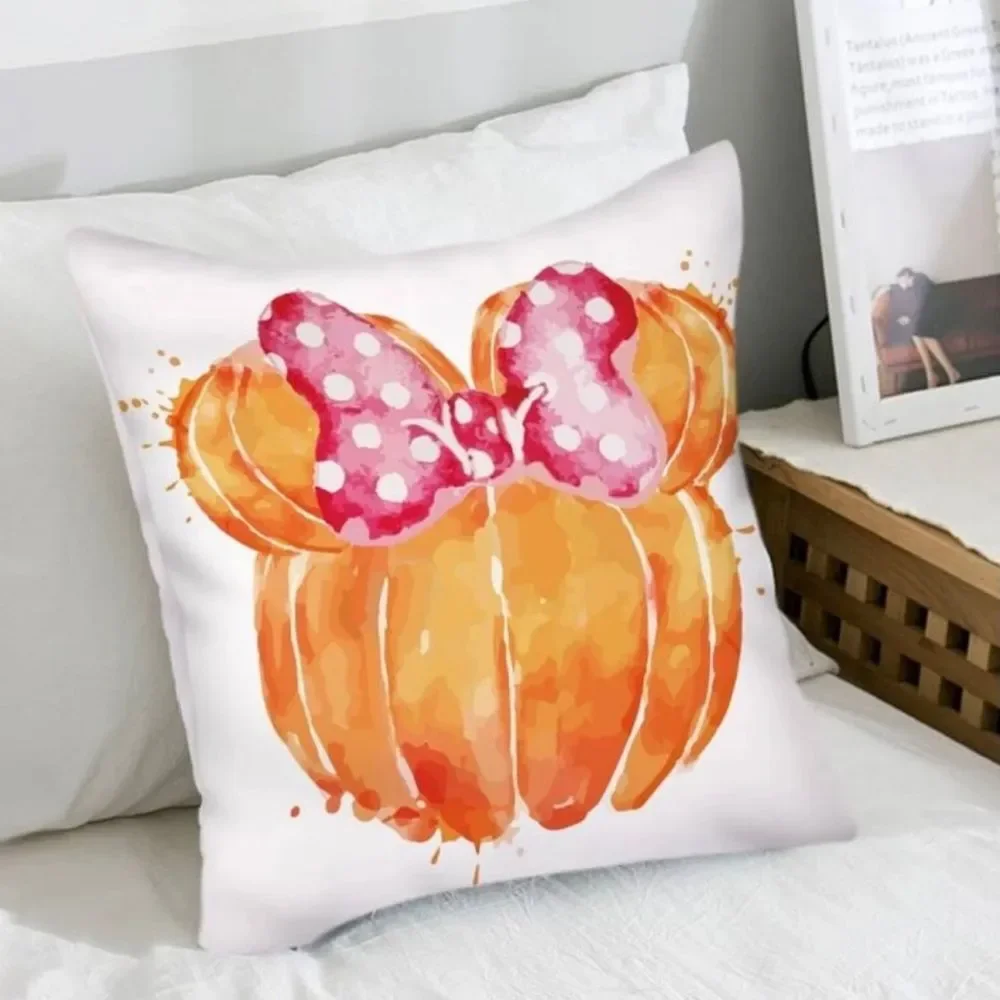 Fall Pumpkin Print with Red Bow Cushion Cover Holidays Pillow Cover